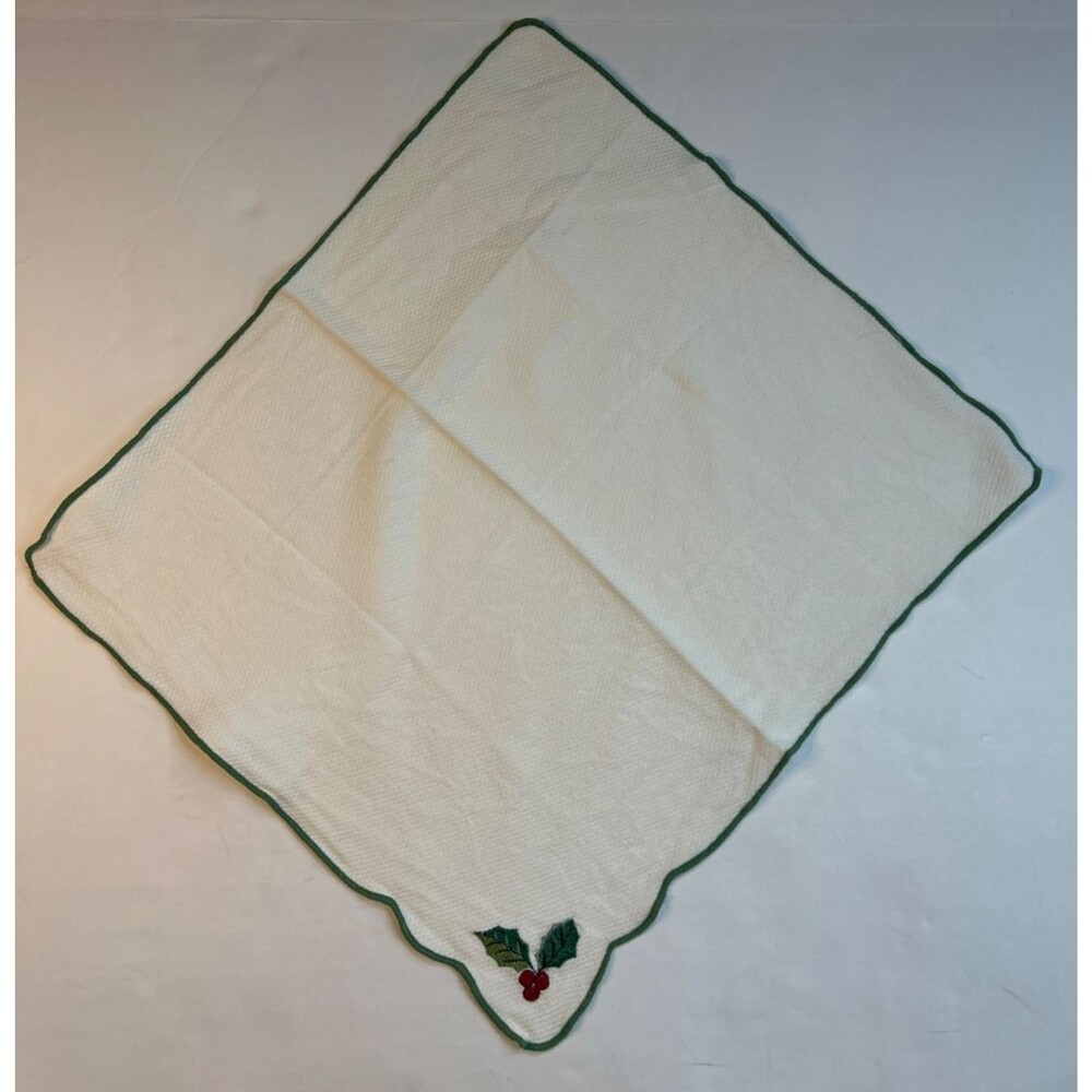 6 Embroidery Luncheon Napkins Christmas Napkins Holly Berries 17x15